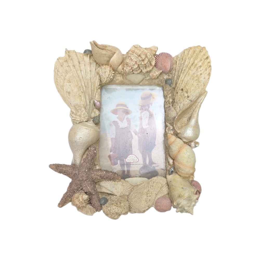 Vintage Fancy Frames Seashore Sea Shells Picture Frame 1991 4x6 Beach Coastal